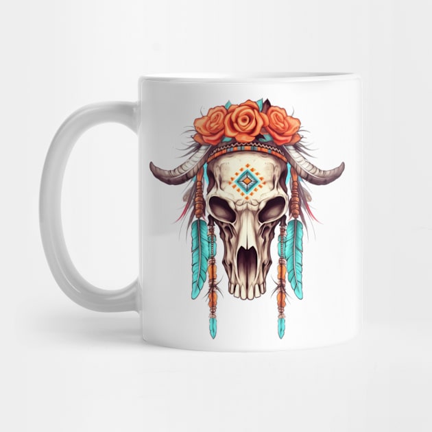 Native American Cow Skull by Chromatic Fusion Studio